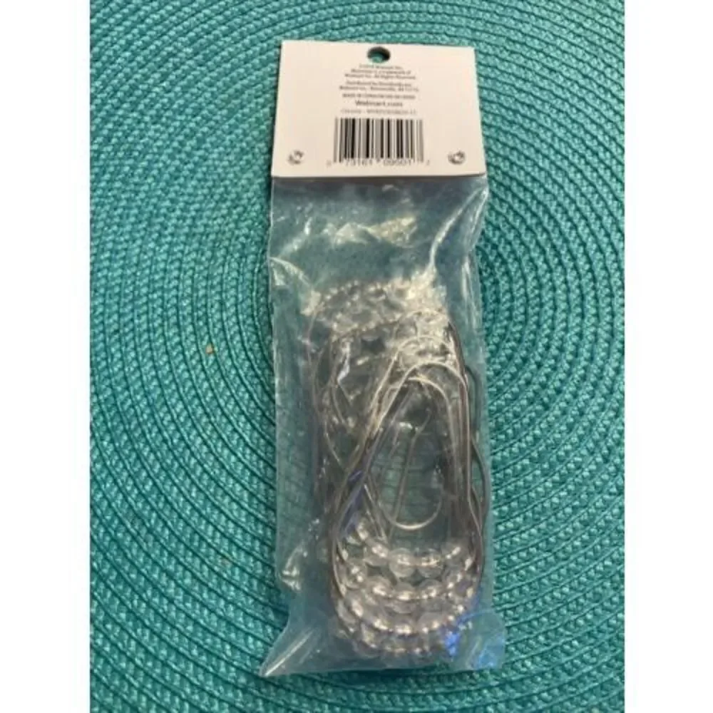 Mainstays Shower Curtain Hooks 12 Pieces. NIP